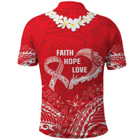 Heart Health Awareness Polo Shirt Polynesian Red Ribbon