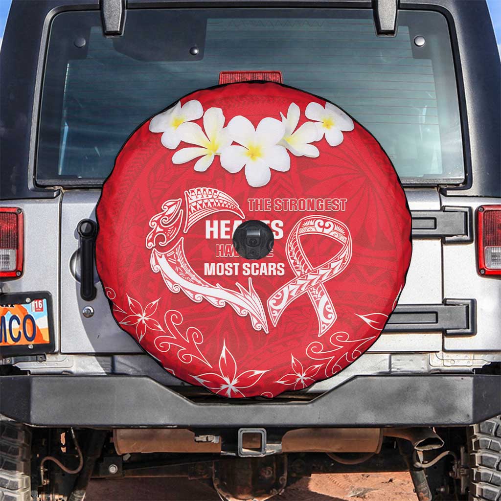 Heart Health Awareness Spare Tire Cover Polynesian Red Ribbon