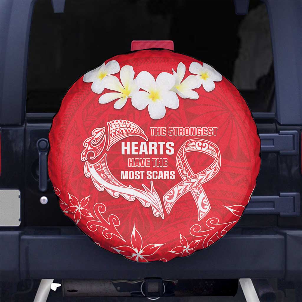 Heart Health Awareness Spare Tire Cover Polynesian Red Ribbon