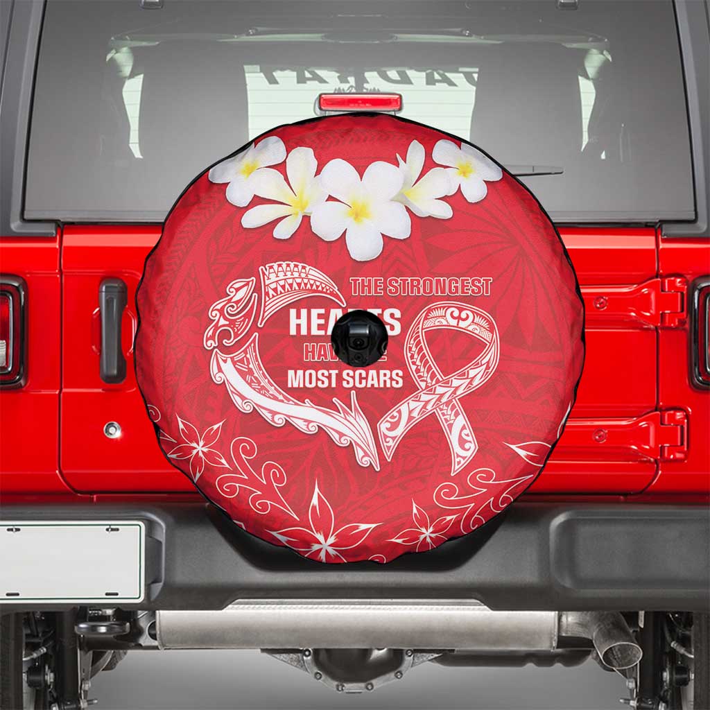 Heart Health Awareness Spare Tire Cover Polynesian Red Ribbon