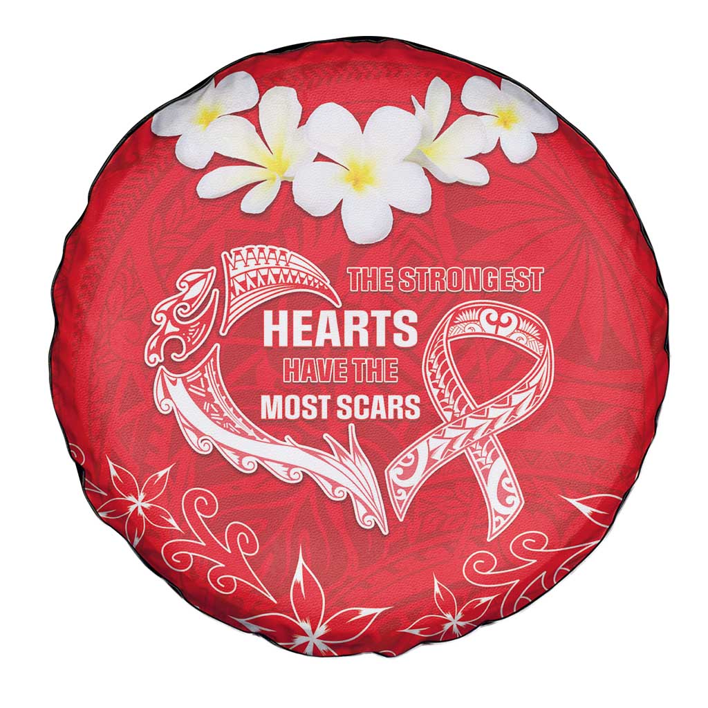 Heart Health Awareness Spare Tire Cover Polynesian Red Ribbon