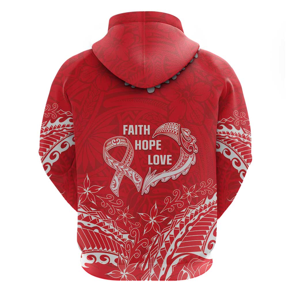 Heart Health Awareness Zip Hoodie Polynesian Red Ribbon