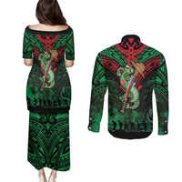 New Zealand ANZAC Day Couples Matching Puletasi and Long Sleeve Button Shirt Aotearoa Hei Tiki LT05 - Polynesian Pride