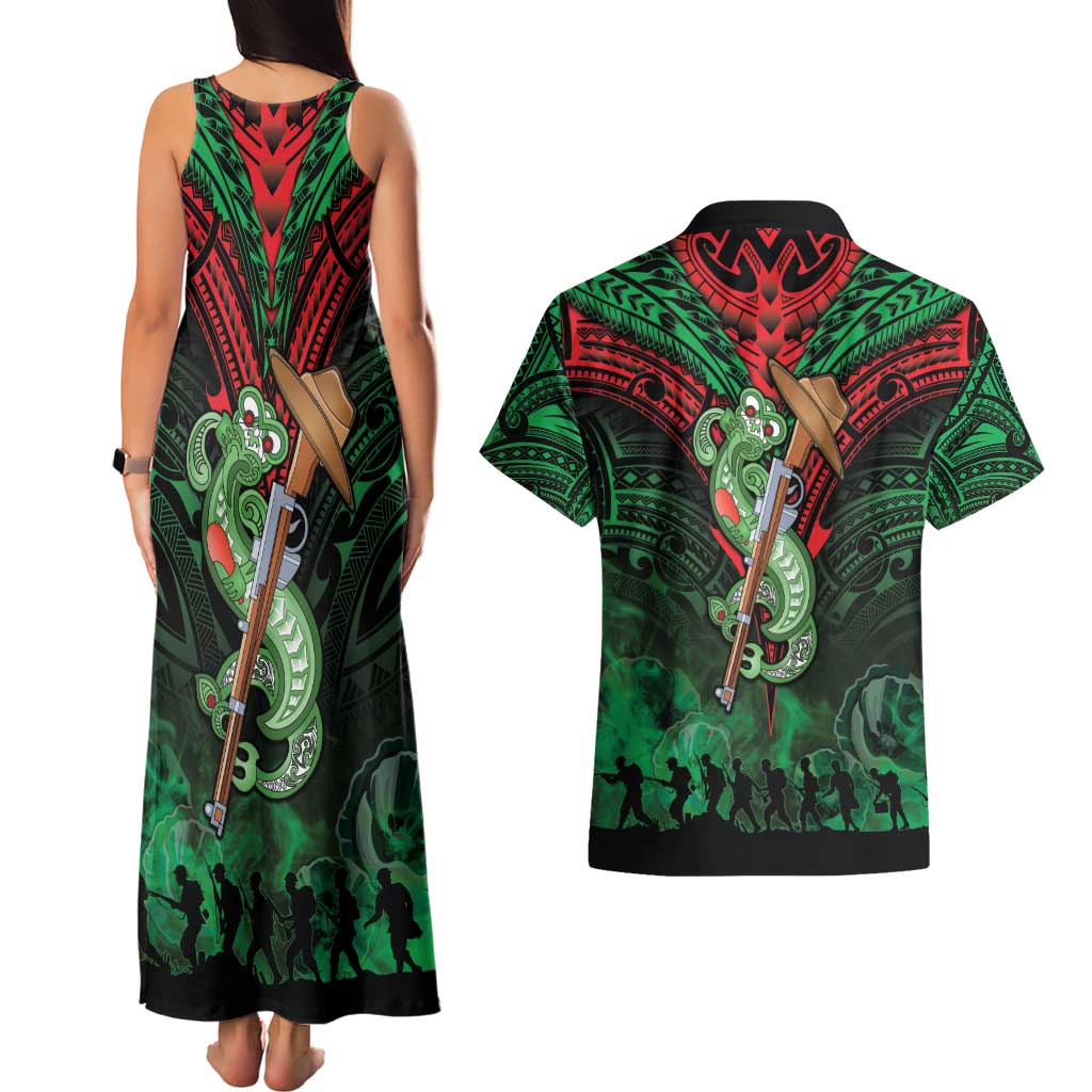New Zealand ANZAC Day Couples Matching Tank Maxi Dress and Hawaiian Shirt Aotearoa Hei Tiki LT05 - Polynesian Pride
