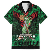New Zealand ANZAC Day Family Matching Off The Shoulder Long Sleeve Dress and Hawaiian Shirt Aotearoa Hei Tiki LT05 Dad's Shirt - Short Sleeve Green - Polynesian Pride