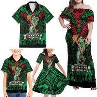 New Zealand ANZAC Day Family Matching Off Shoulder Maxi Dress and Hawaiian Shirt Aotearoa Hei Tiki LT05 - Polynesian Pride