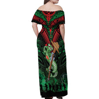 New Zealand ANZAC Day Family Matching Off Shoulder Maxi Dress and Hawaiian Shirt Aotearoa Hei Tiki LT05 - Polynesian Pride