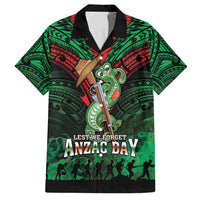 New Zealand ANZAC Day Family Matching Off Shoulder Short Dress and Hawaiian Shirt Aotearoa Hei Tiki LT05 Dad's Shirt - Short Sleeve Green - Polynesian Pride