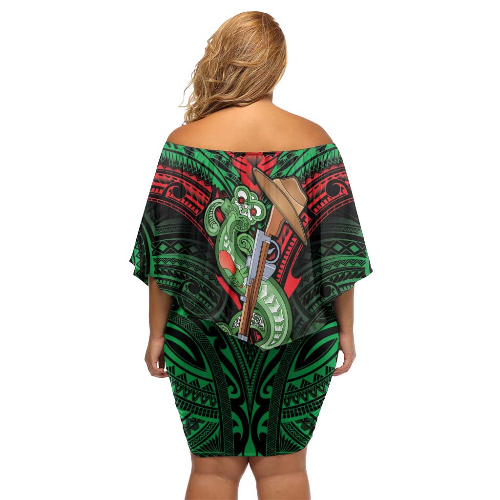 New Zealand ANZAC Day Family Matching Off Shoulder Short Dress and Hawaiian Shirt Aotearoa Hei Tiki LT05 - Polynesian Pride