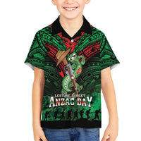 New Zealand ANZAC Day Family Matching Puletasi and Hawaiian Shirt Aotearoa Hei Tiki LT05 Son's Shirt Green - Polynesian Pride