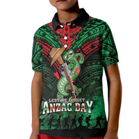New Zealand ANZAC Day Kid Polo Shirt Aotearoa Hei Tiki LT05 Kid Green - Polynesian Pride