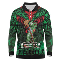 New Zealand ANZAC Day Long Sleeve Polo Shirt Aotearoa Hei Tiki LT05 Green - Polynesian Pride