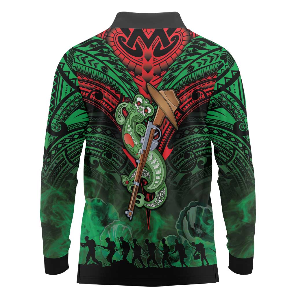 New Zealand ANZAC Day Long Sleeve Polo Shirt Aotearoa Hei Tiki LT05 - Polynesian Pride