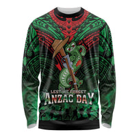 New Zealand ANZAC Day Long Sleeve Shirt Aotearoa Hei Tiki LT05 Unisex Green - Polynesian Pride
