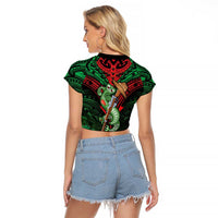 New Zealand ANZAC Day Raglan Cropped T Shirt Aotearoa Hei Tiki