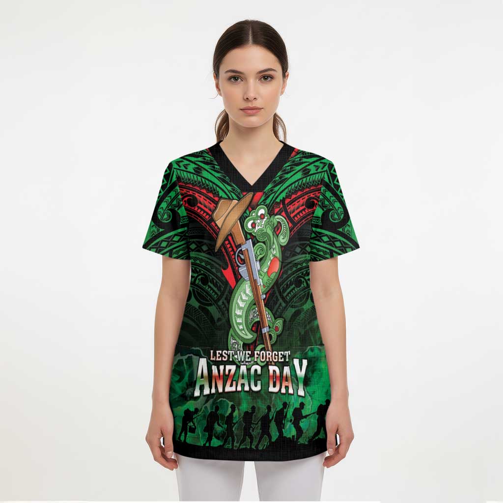 New Zealand ANZAC Day Scrub Top Aotearoa Hei Tiki LT05 - Polynesian Pride