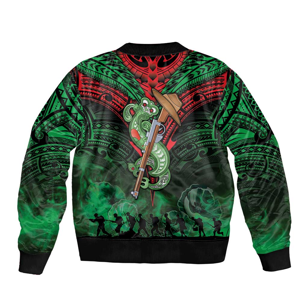 New Zealand ANZAC Day Sleeve Zip Bomber Jacket Aotearoa Hei Tiki LT05 - Polynesian Pride