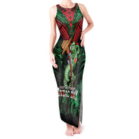 New Zealand ANZAC Day Tank Maxi Dress Aotearoa Hei Tiki LT05 Women Green - Polynesian Pride
