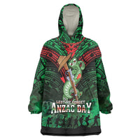 New Zealand ANZAC Day Wearable Blanket Hoodie Aotearoa Hei Tiki LT05 One Size Green - Polynesian Pride
