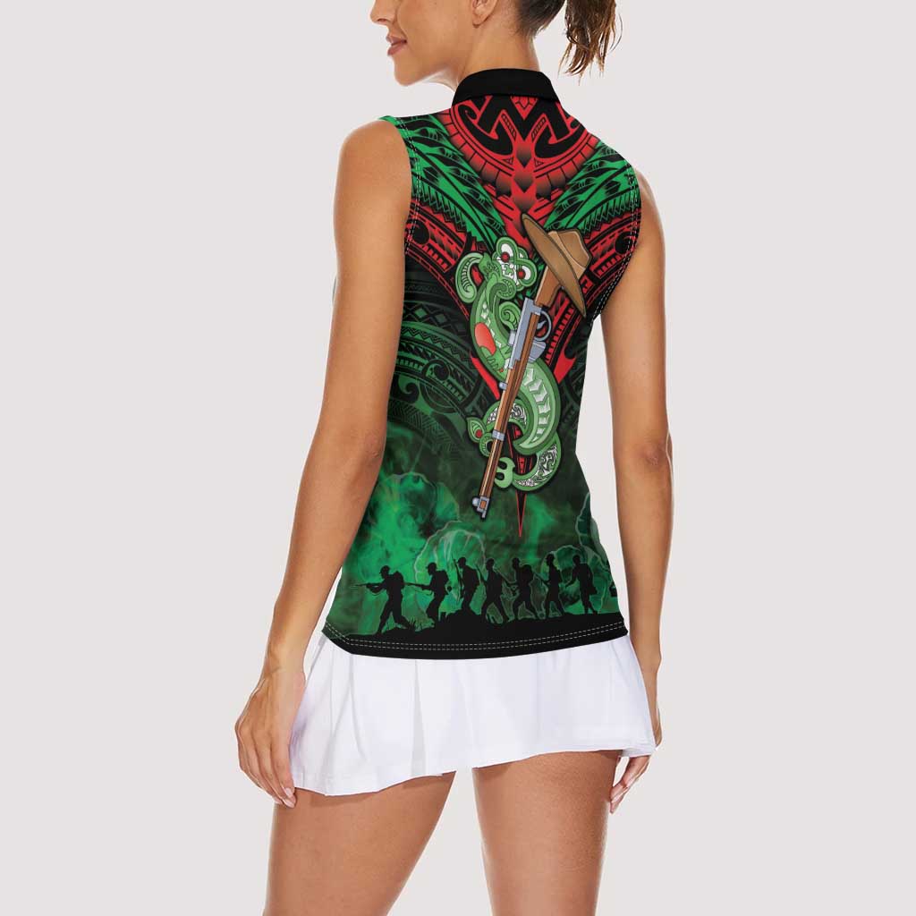 New Zealand ANZAC Day Women Sleeveless Polo Shirt Aotearoa Hei Tiki LT05 - Polynesian Pride
