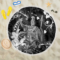 Hawaii King Kamehameha Day Beach Blanket Polynesian Pattern Mix Hibiscus Black LT05 One Size 150cm Black - Polynesian Pride