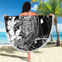 Hawaii King Kamehameha Day Beach Blanket Polynesian Pattern Mix Hibiscus Black LT05 - Polynesian Pride