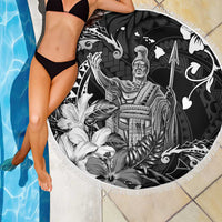 Hawaii King Kamehameha Day Beach Blanket Polynesian Pattern Mix Hibiscus Black LT05 - Polynesian Pride