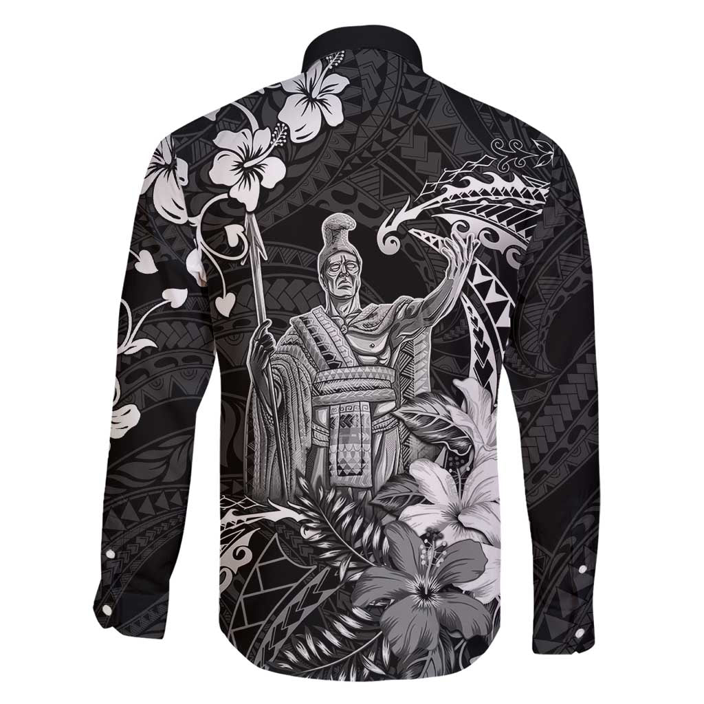Hawaii King Kamehameha Day Family Matching Mermaid Dress and Hawaiian Shirt Polynesian Pattern Mix Hibiscus Black LT05 - Polynesian Pride
