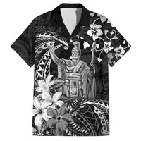Hawaii King Kamehameha Day Family Matching Off The Shoulder Long Sleeve Dress and Hawaiian Shirt Polynesian Pattern Mix Hibiscus Black LT05 Dad's Shirt - Short Sleeve Black - Polynesian Pride