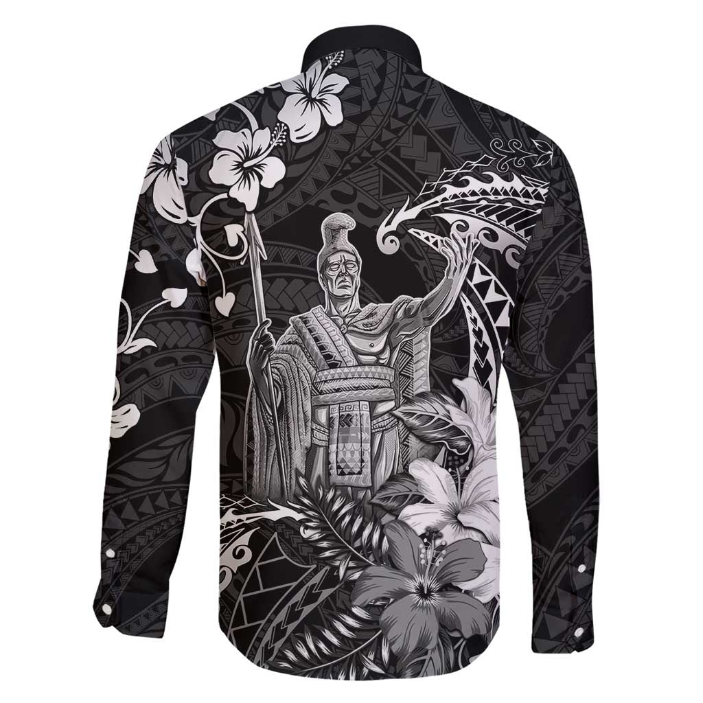 Hawaii King Kamehameha Day Family Matching Short Sleeve Bodycon Dress and Hawaiian Shirt Polynesian Pattern Mix Hibiscus Black LT05 - Polynesian Pride