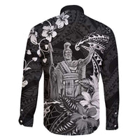 Hawaii King Kamehameha Day Family Matching Short Sleeve Bodycon Dress and Hawaiian Shirt Polynesian Pattern Mix Hibiscus Black LT05 - Polynesian Pride