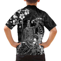 Hawaii King Kamehameha Day Family Matching Summer Maxi Dress and Hawaiian Shirt Polynesian Pattern Mix Hibiscus Black LT05 - Polynesian Pride