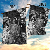 Hawaii King Kamehameha Day Garden Flag Polynesian Pattern Mix Hibiscus Black