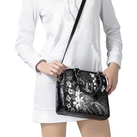 Hawaii King Kamehameha Day Shoulder Handbag Polynesian Pattern Mix Hibiscus Black