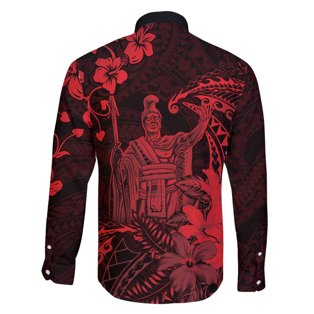 Hawaii King Kamehameha Day Family Matching Mermaid Dress and Hawaiian Shirt Polynesian Pattern Mix Hibiscus Red LT05 - Polynesian Pride
