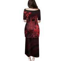 Hawaii King Kamehameha Day Family Matching Puletasi and Hawaiian Shirt Polynesian Pattern Mix Hibiscus Red LT05 - Polynesian Pride