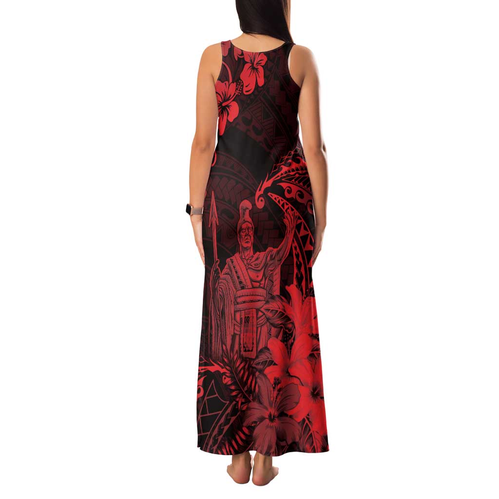 Hawaii King Kamehameha Day Family Matching Tank Maxi Dress and Hawaiian Shirt Polynesian Pattern Mix Hibiscus Red LT05 - Polynesian Pride