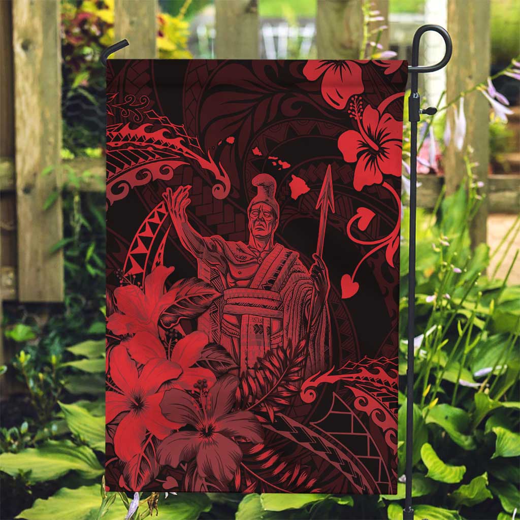 Hawaii King Kamehameha Day Garden Flag Polynesian Pattern Mix Hibiscus Red LT05 Garden Flag Red - Polynesian Pride