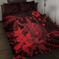 Hawaii King Kamehameha Day Quilt Bed Set Polynesian Pattern Mix Hibiscus Red LT05 Red - Polynesian Pride