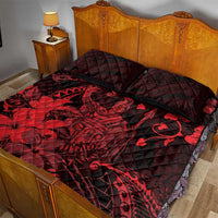 Hawaii King Kamehameha Day Quilt Bed Set Polynesian Pattern Mix Hibiscus Red LT05 - Polynesian Pride