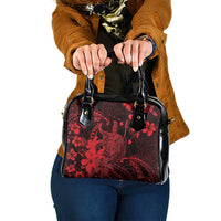 Hawaii King Kamehameha Day Shoulder Handbag Polynesian Pattern Mix Hibiscus Red LT05 One Size Red - Polynesian Pride