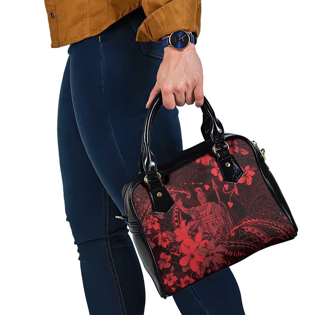 Hawaii King Kamehameha Day Shoulder Handbag Polynesian Pattern Mix Hibiscus Red LT05 - Polynesian Pride