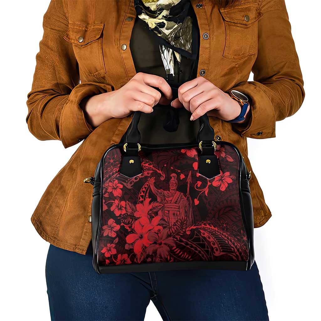 Hawaii King Kamehameha Day Shoulder Handbag Polynesian Pattern Mix Hibiscus Red LT05 - Polynesian Pride