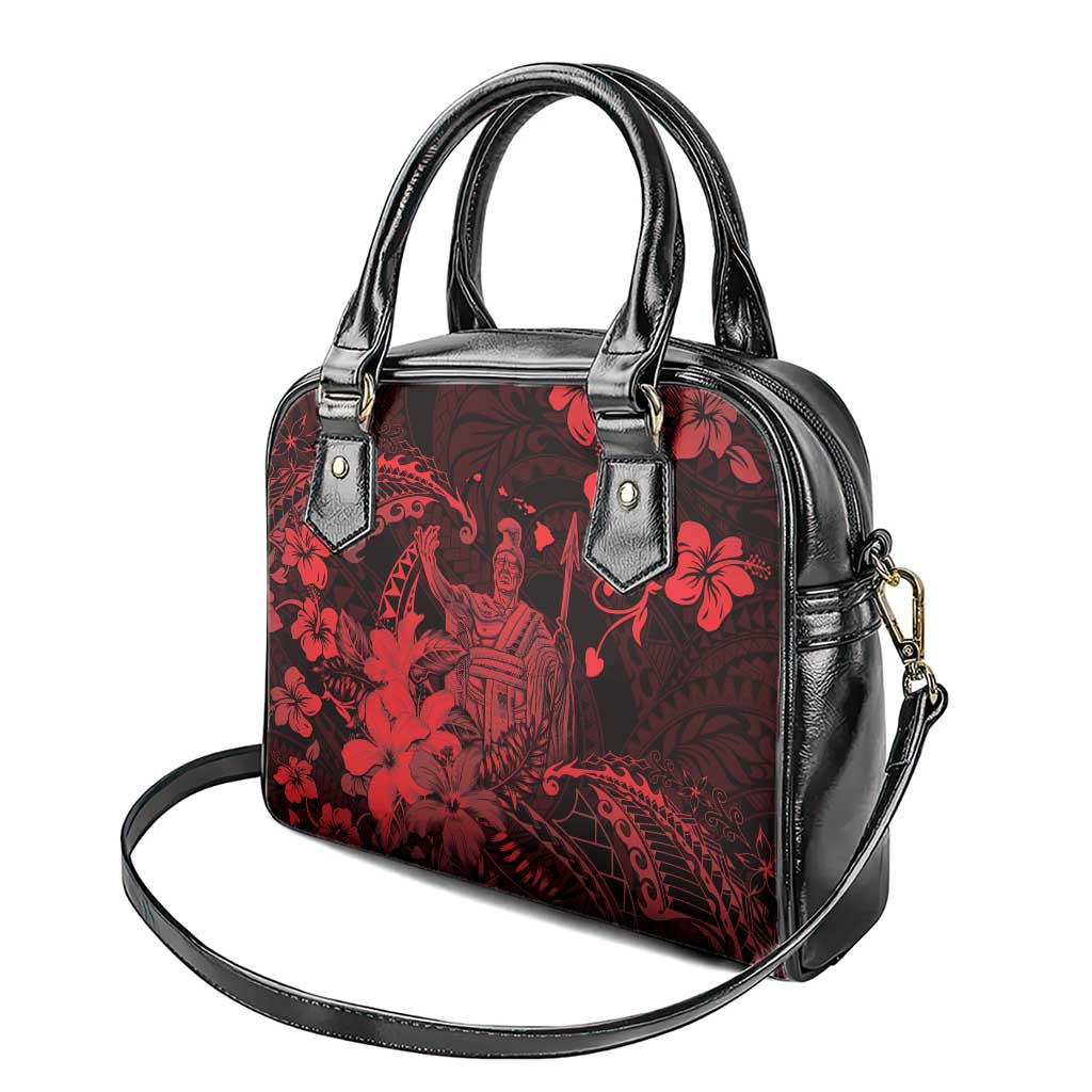 Hawaii King Kamehameha Day Shoulder Handbag Polynesian Pattern Mix Hibiscus Red LT05 - Polynesian Pride