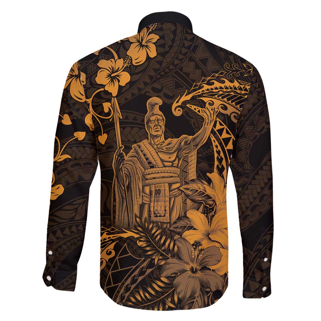 Hawaii King Kamehameha Day Family Matching Puletasi and Hawaiian Shirt Polynesian Pattern Mix Hibiscus Gold LT05 - Polynesian Pride
