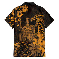 Hawaii King Kamehameha Day Family Matching Short Sleeve Bodycon Dress and Hawaiian Shirt Polynesian Pattern Mix Hibiscus Gold LT05 - Polynesian Pride