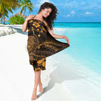 Hawaii King Kamehameha Day Sarong Polynesian Pattern Mix Hibiscus Gold