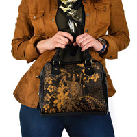 Hawaii King Kamehameha Day Shoulder Handbag Polynesian Pattern Mix Hibiscus Gold