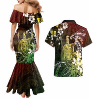 Hawaii King Kamehameha Day Couples Matching Mermaid Dress and Hawaiian Shirt Polynesian Pattern Mix Hibiscus Reggae LT05 - Polynesian Pride