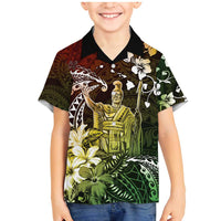 Hawaii King Kamehameha Day Family Matching Mermaid Dress and Hawaiian Shirt Polynesian Pattern Mix Hibiscus Reggae LT05 Son's Shirt Reggae - Polynesian Pride